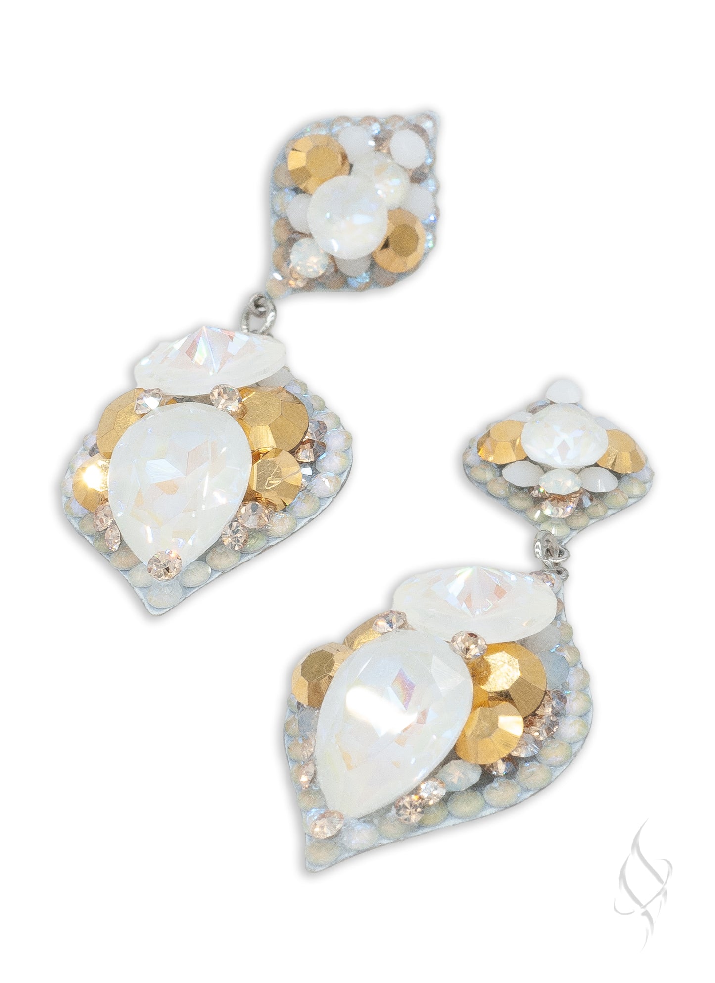 SOJI Crystal Drop Earrings in White Gold by Stefanie Somers