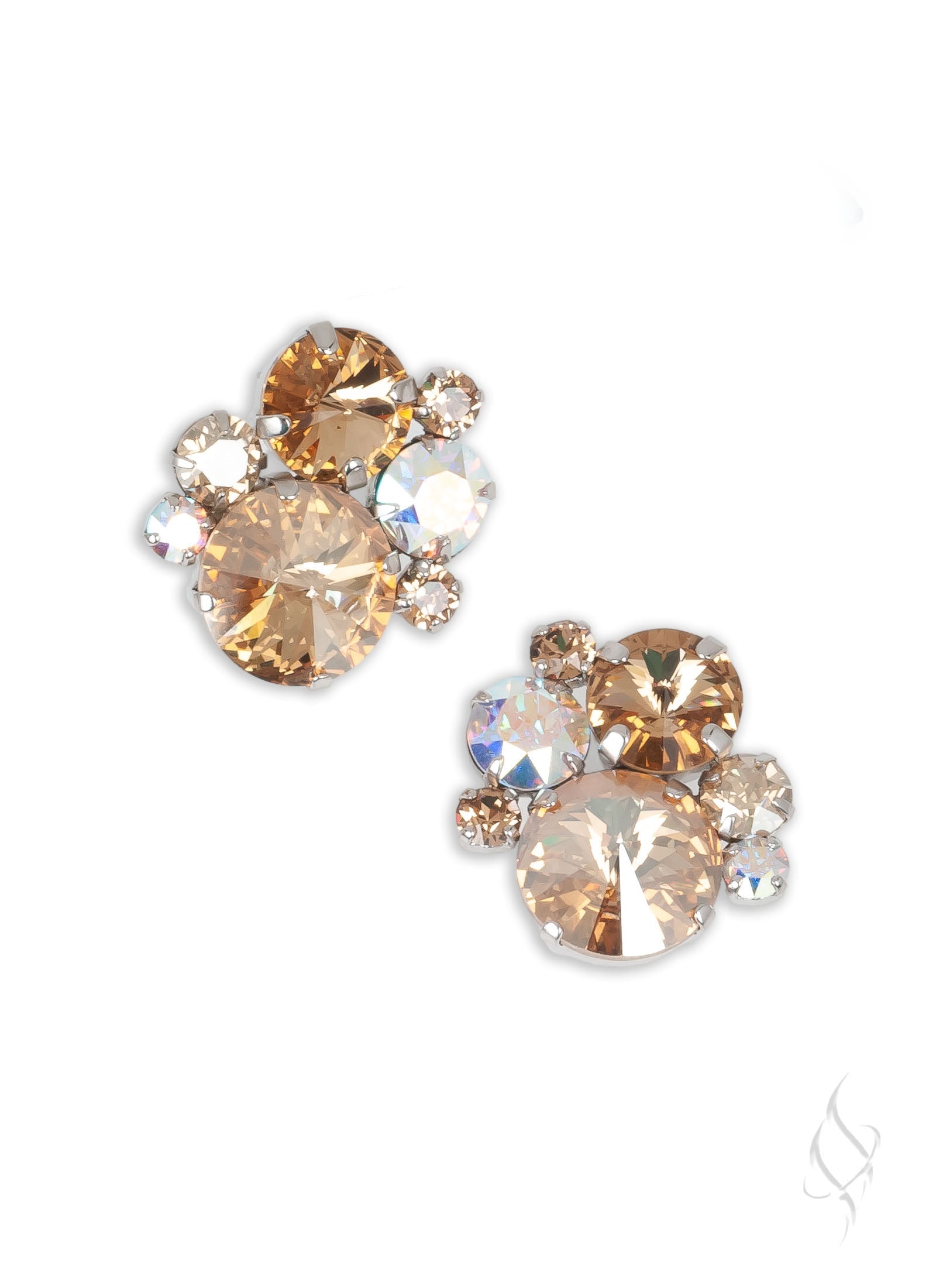 ASHLEY Crystal Button Earrings in Nude by Stefanie Somers - Stefanie Somers  Collection