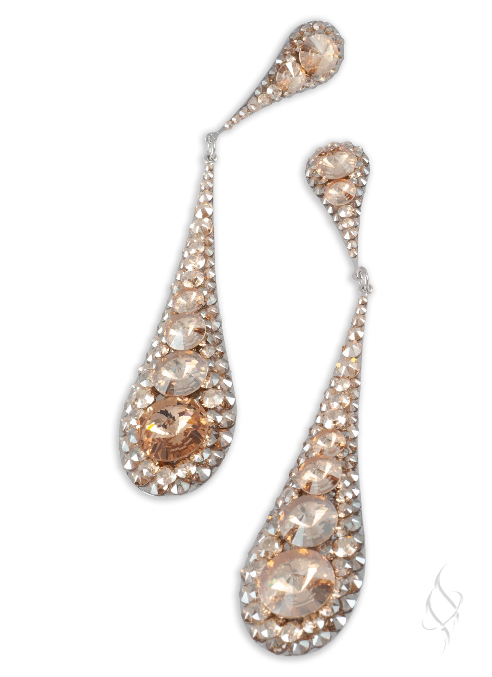 AUSTIN Crystal Drop Earrings in Nude by Stefanie Somers - Nude / Palladium  Plating / Surgical Steel Posts - Stefanie Somers Collection