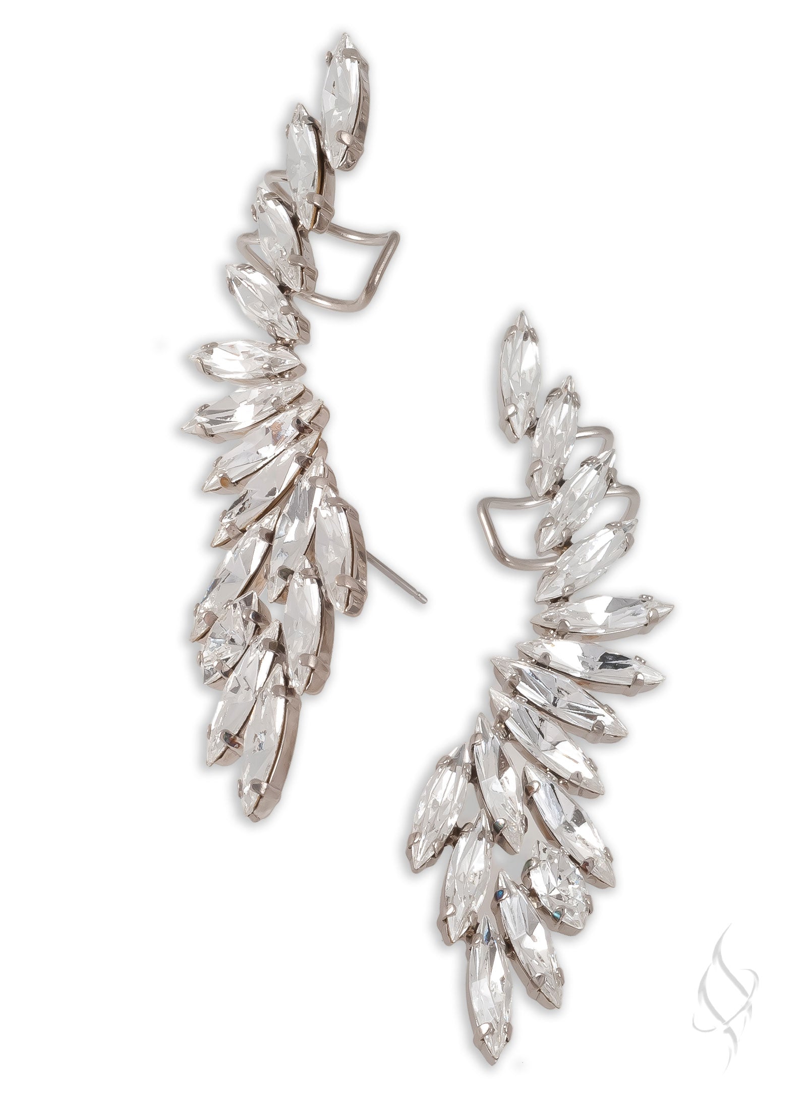 VALKYRIE Crystal Crawler Earrings in Crystal by Stefanie Somers Stefanie Somers Inc